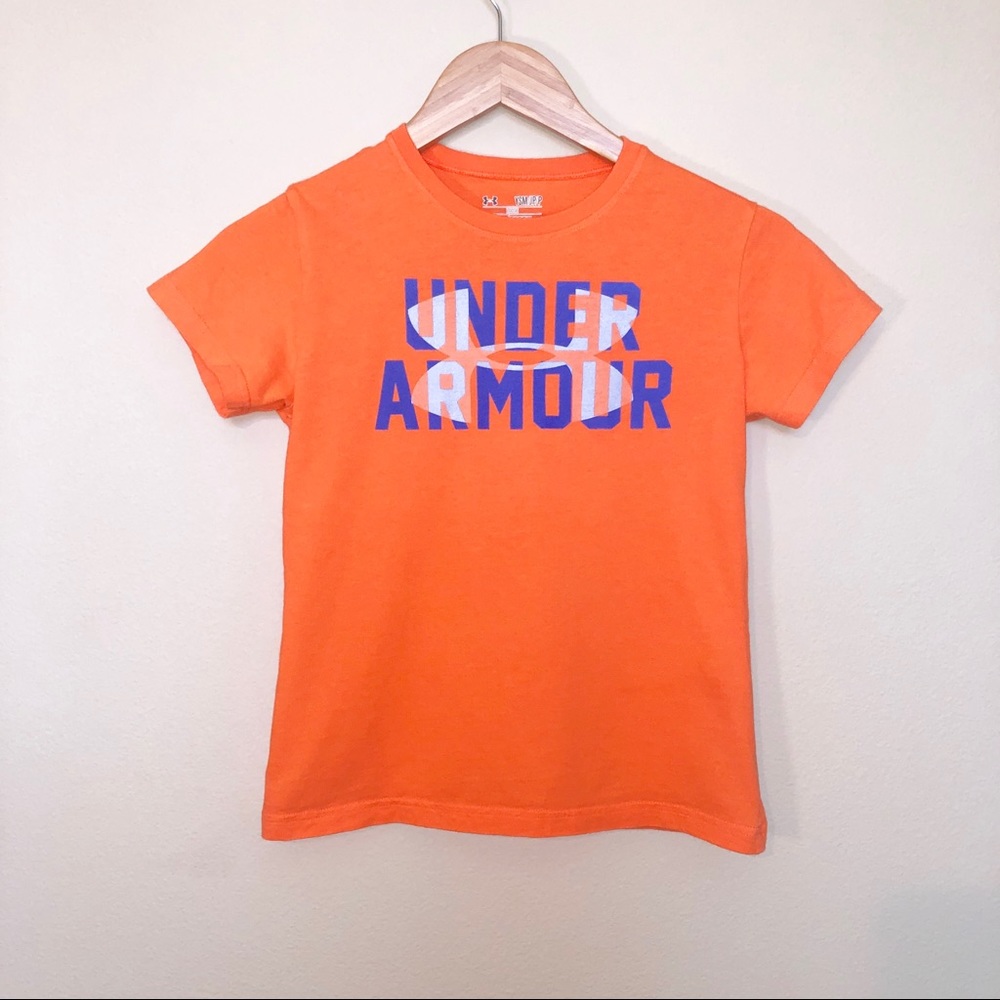 Under Armour Short Sleeve Tee, Orange Youth Small